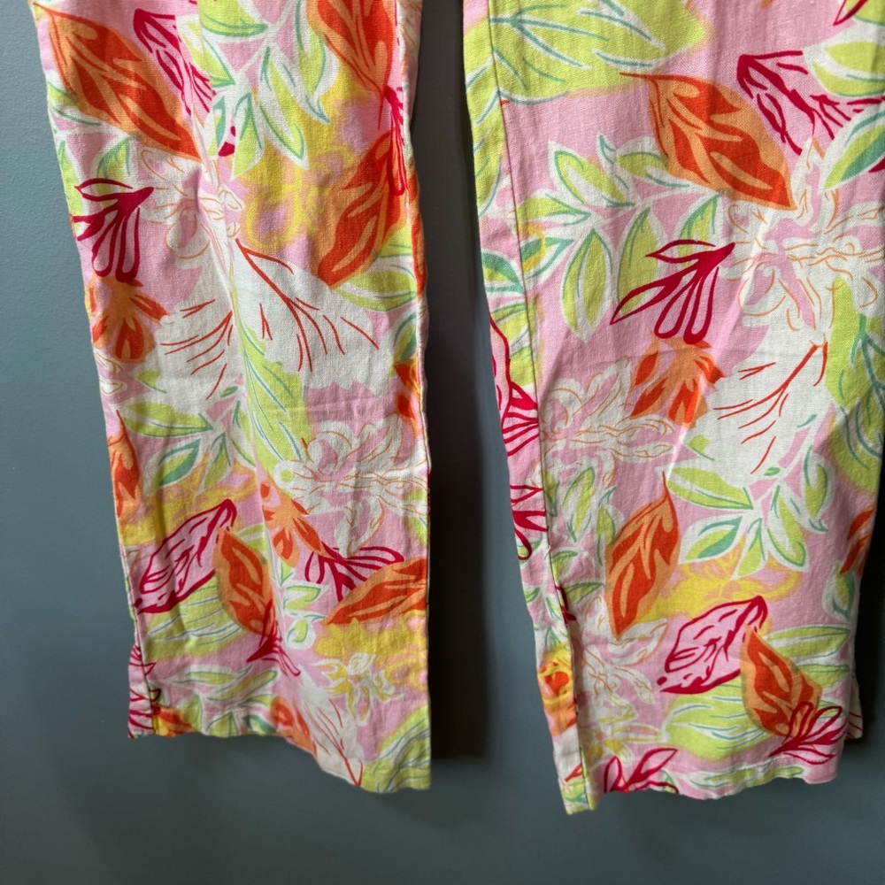 Sincerely Jules Multicolor Tropical Floral Pull On Linen Wide Leg Pants. Small - Picture 6 of 11